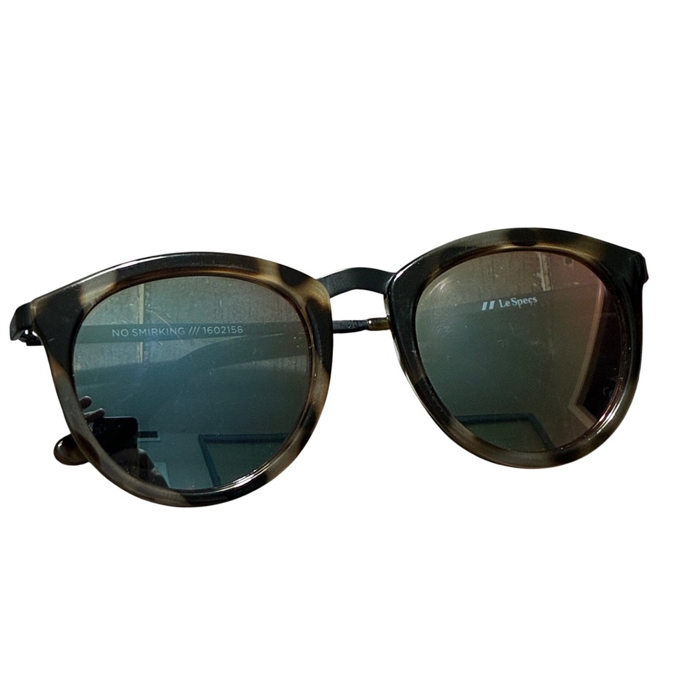 Le Specs No Smirking Sunglasses Tortoise Shell Mirrored Round Cat Eye Eyeglasses